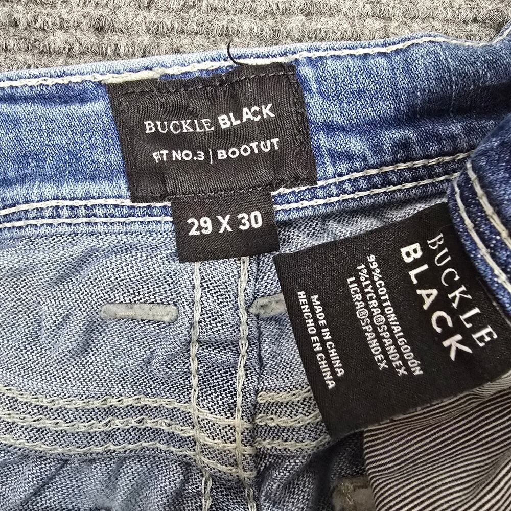 Buckle Black Fit No 3 Jeans Women 29x30 Light Wash Bootcut Thick Stitch - Picture 3 of 9